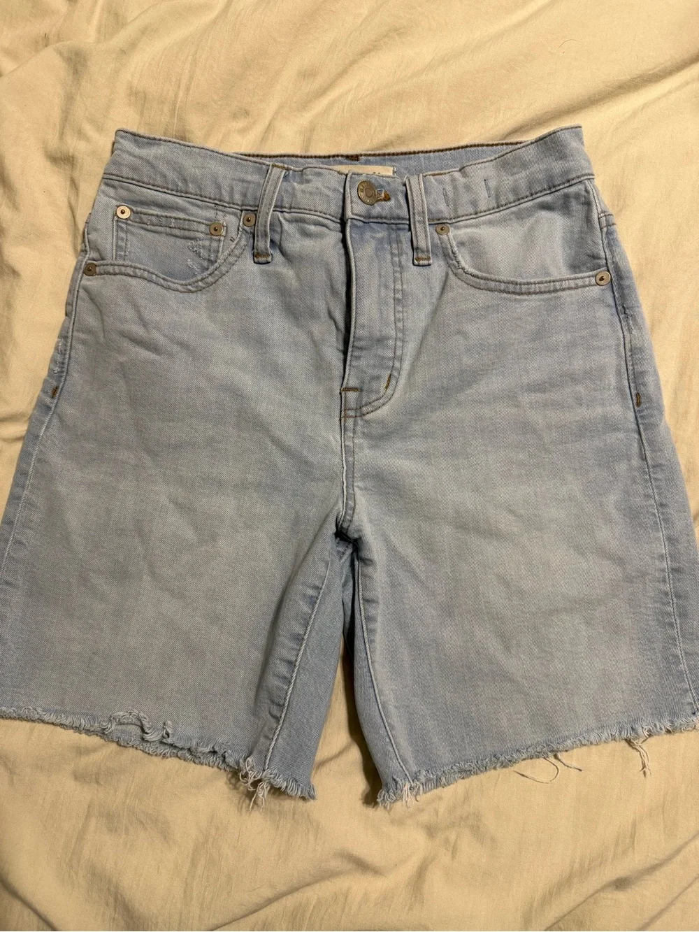 Madewell High-Rise Long Denim Bermuda Shorts Hedrick Wash